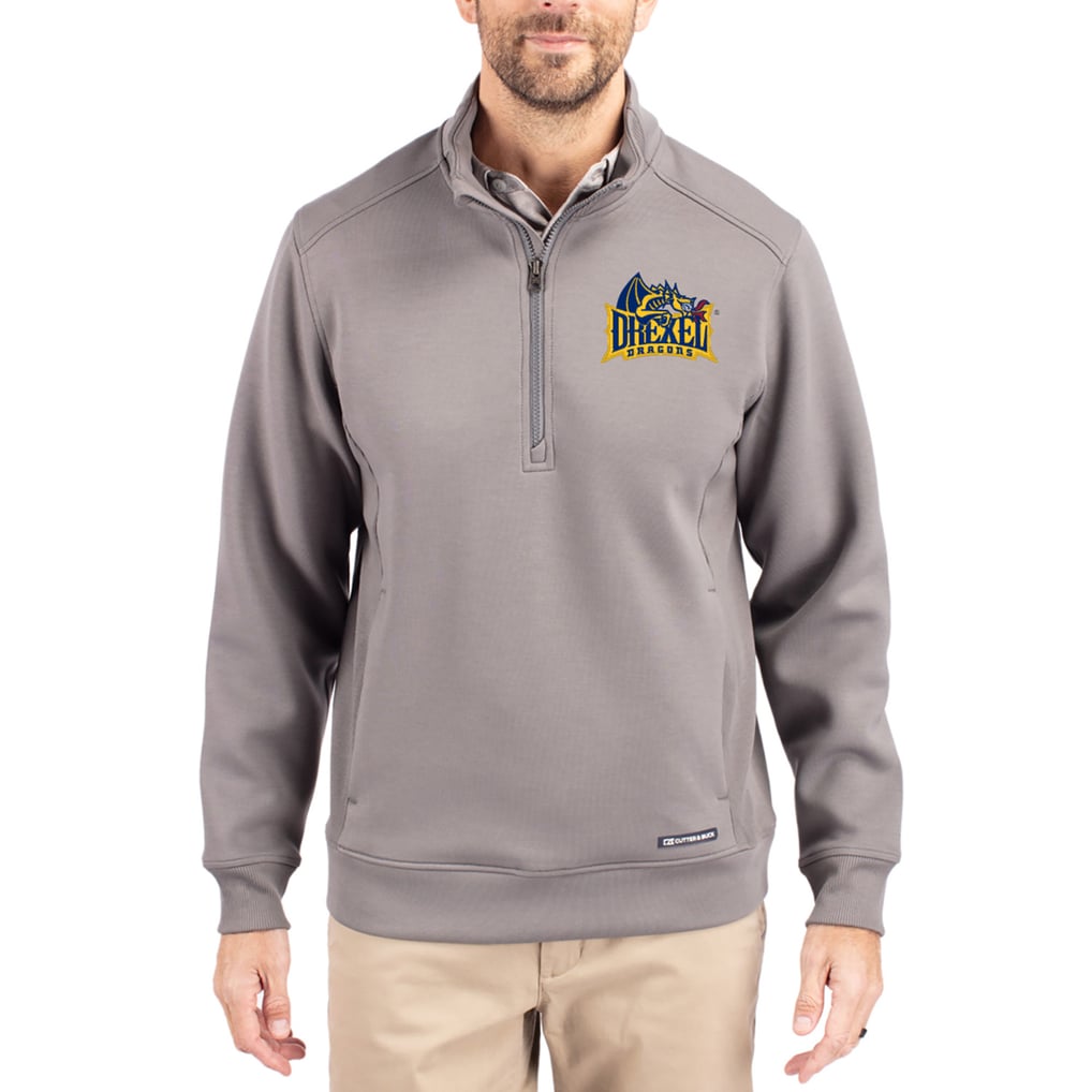  Drexel Dragons Cutter & Buck Roam Eco Recycled Quarter-Zip Pullover - Gray